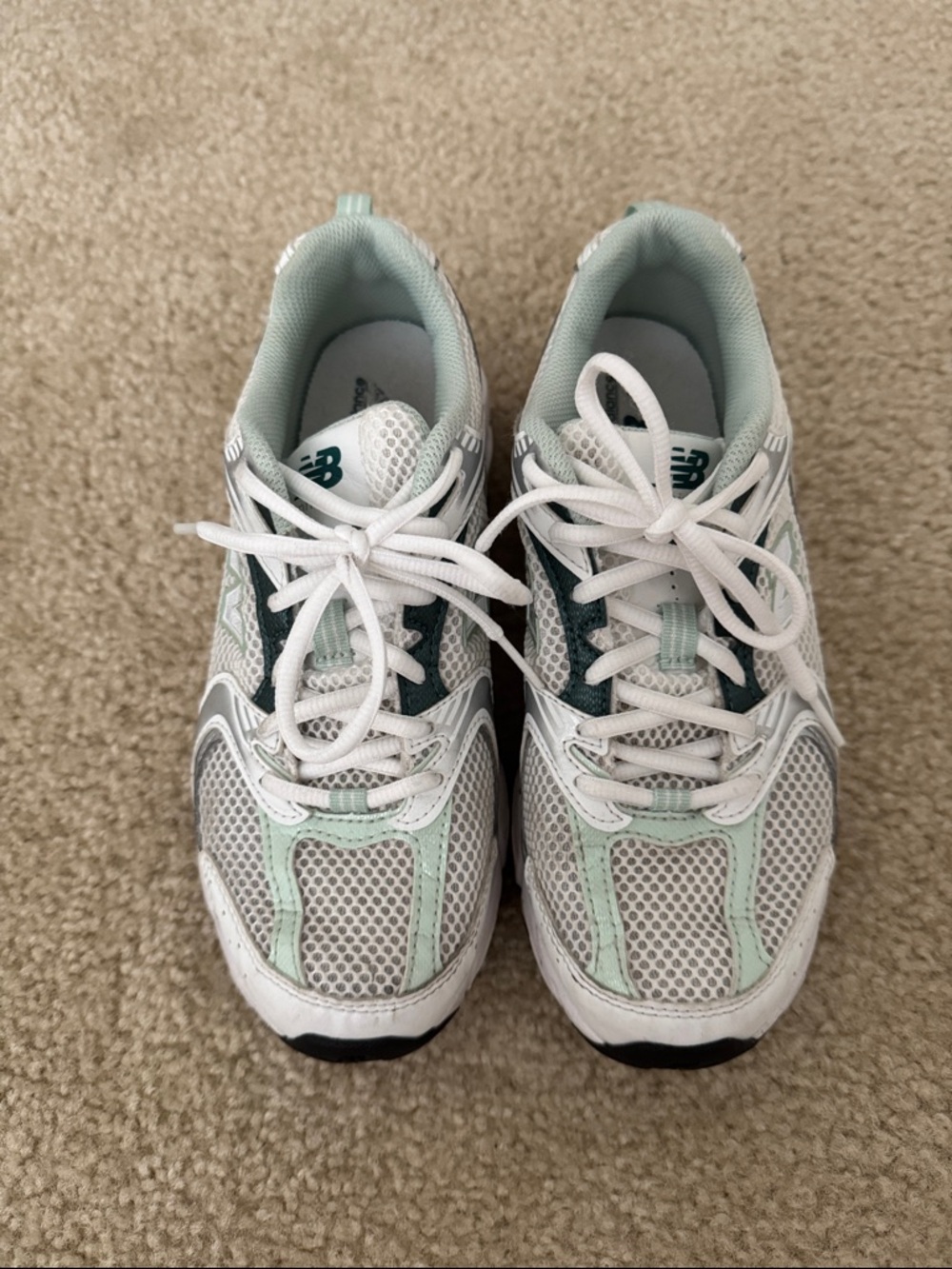 New Balance Sneakers in White and Mint Green